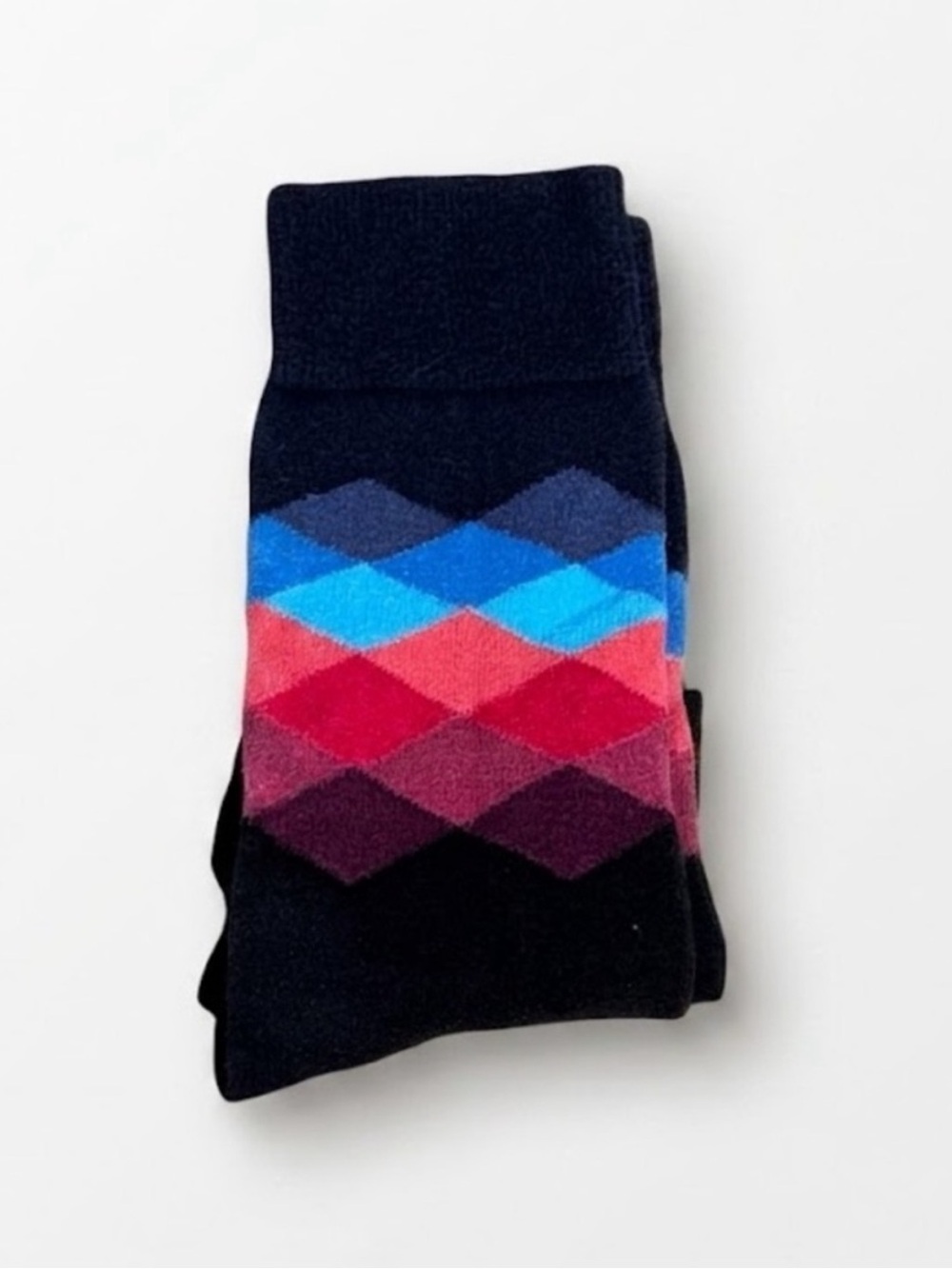 Happy Socks Unisex Colorful Argyle Crew Socks OSFM Multi-Color Blue Red Black